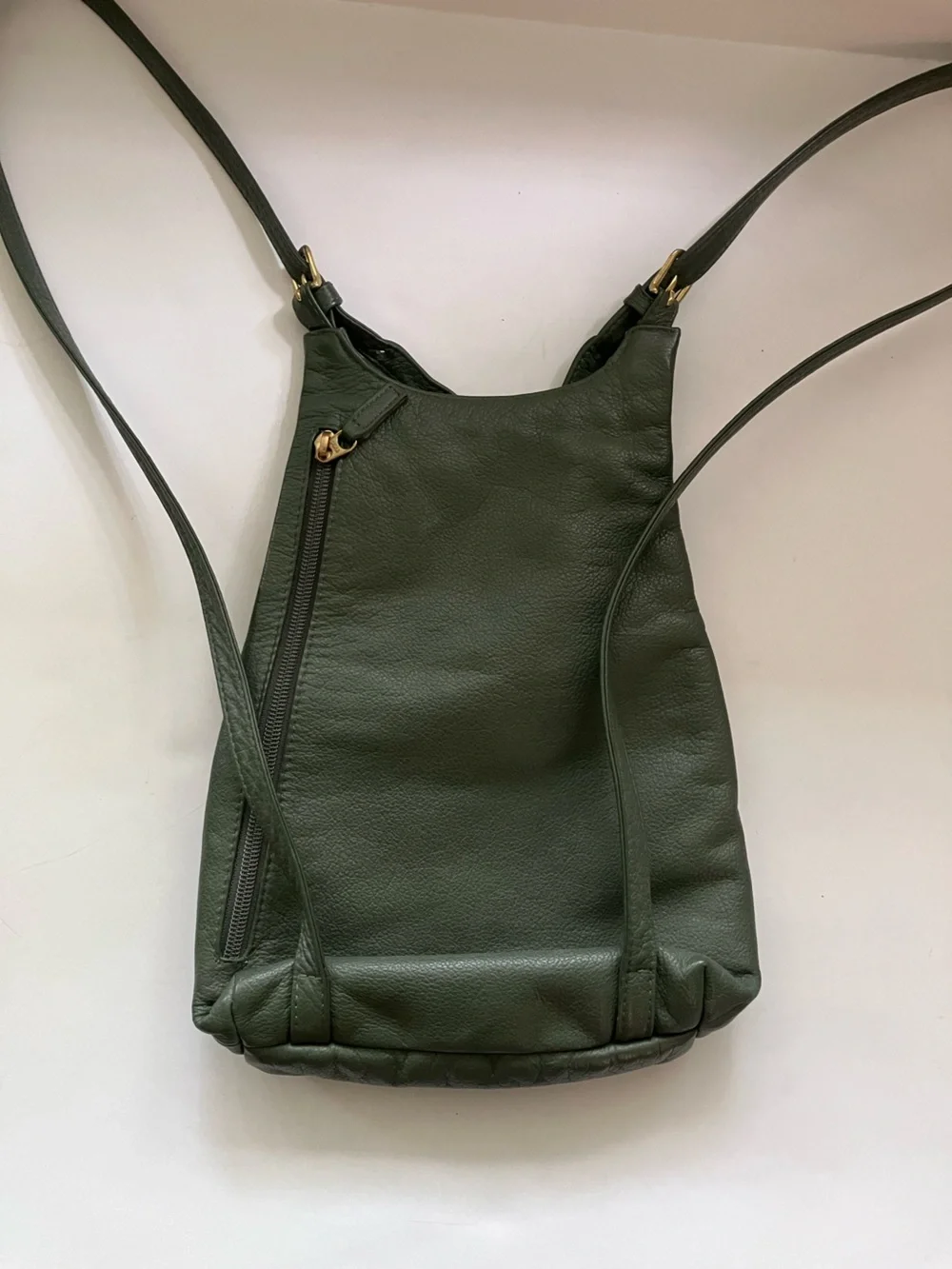 JP Ourse & Cie  Green Leather Backpack Shoulder Bag Purse
